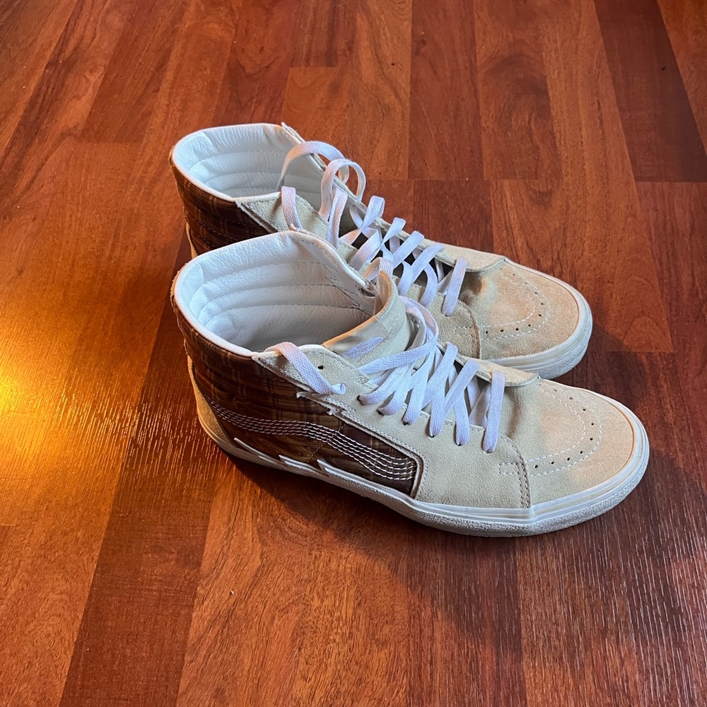 Vans Lightning Bolt Sk8-High: Tan suede/brown plaid